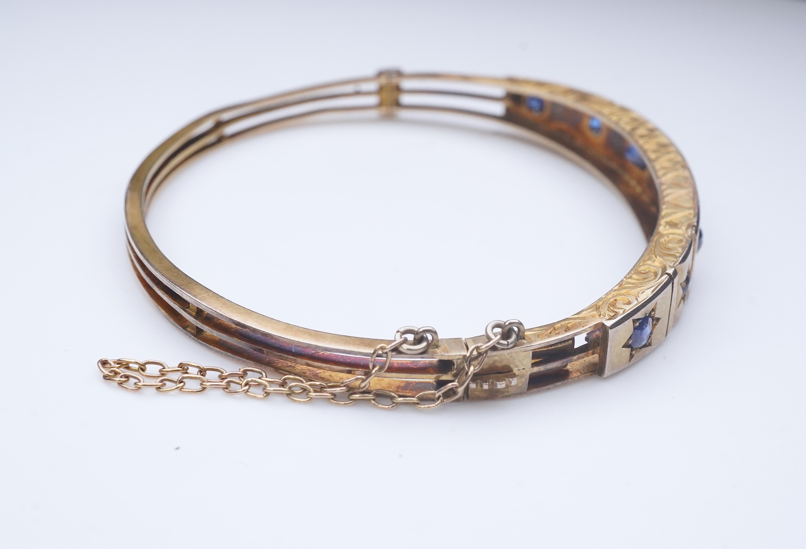 A Victorian sapphire bangle, late 19th century